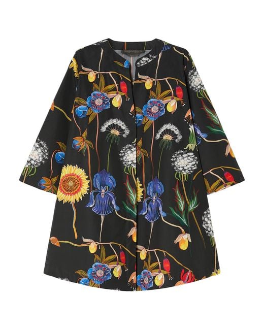 Marina Rinaldi Black Cotton Floral Tunic Shirt