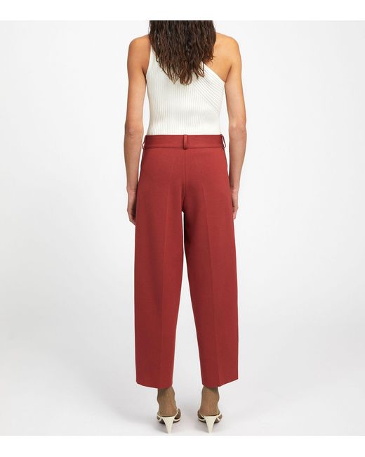 Aeron Red Cropped Straight Madeleine Trousers