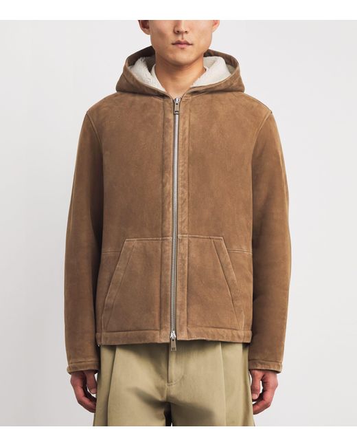 Yves Salomon Brown Shearling Reversible Hooded Jacket for men