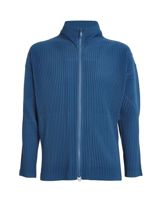 PLEATS PLESE ISSEY MIYAKE ジップアップカーディガン Homme Plissé Issey Miyake Pleated Zip-Up Cardigan in Blue