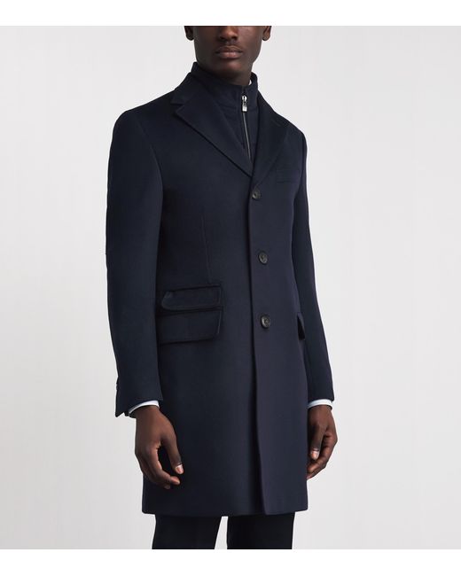 Corneliani Blue Virgin Wool Overcoat for men