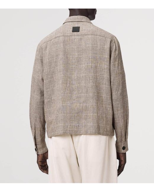 AllSaints Gray Linen-Blend Keal Jacket for men