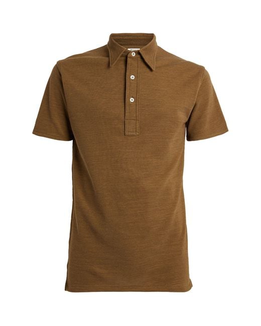 Maison Margiela Brown Wool Piqué Polo Shirt for men