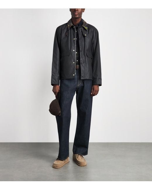 Barbour Black Waxed Cotton Icons Spey Jacket for men