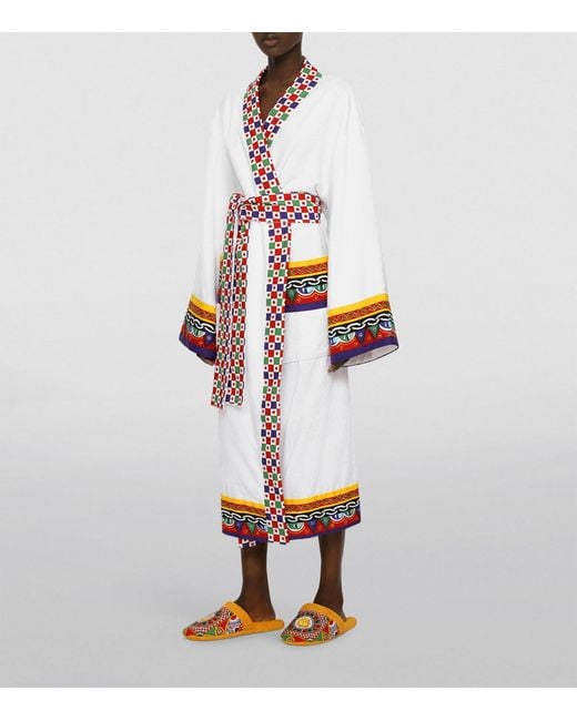 Dolce & Gabbana White Cotton-Terry Carretto Bathrobe