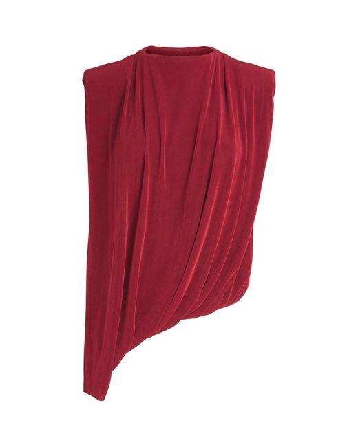 Camilla & Marc Red Draped Asymmetrical Ravine Top