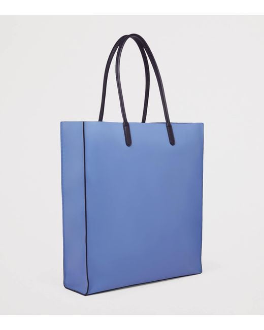 Smythson Blue Mini Leather Kingly Tote Bag