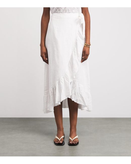 Heidi Klein White Linen Bay Midi Skirt