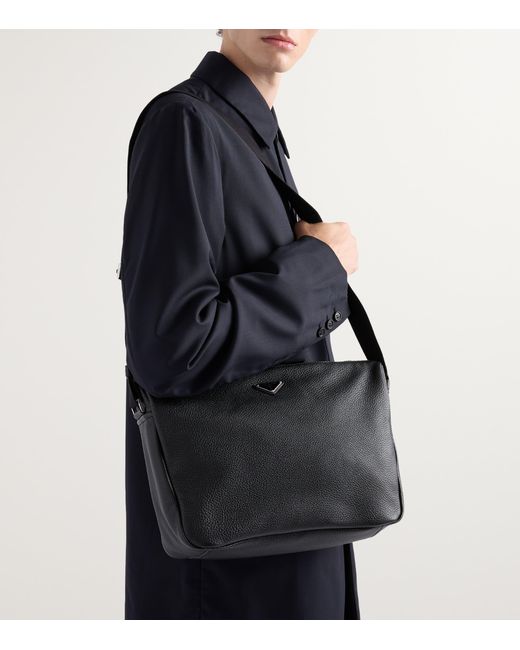Prada Black Leather Shoulder Bag for men