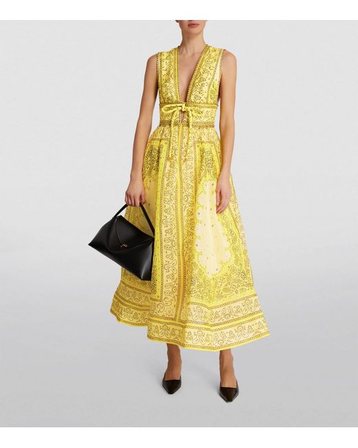 Zimmermann Yellow Bow-detail Matchmaker Midi Dress