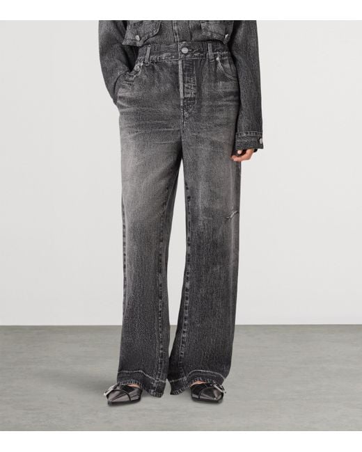 AllSaints Gray Tyler Illusion Print Wide-Leg Trousers