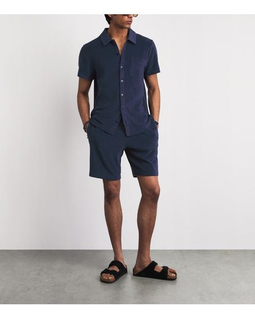 Vilebrequin Blue Organic Cotton Terry-Blend Bolide Shorts for men
