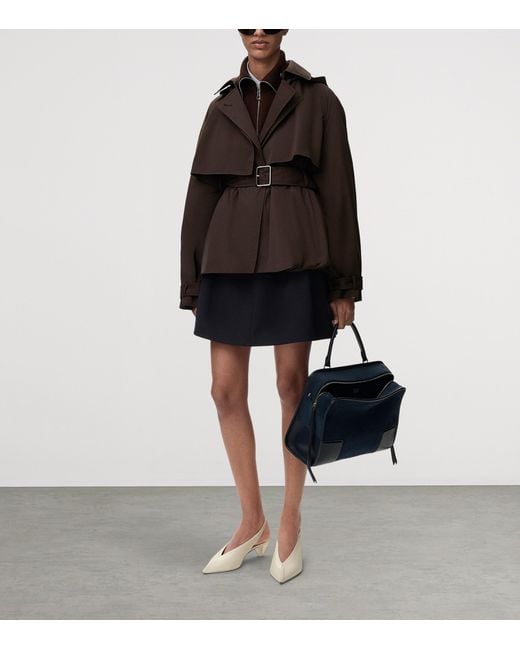 Loewe Brown Cotton Belted Short Trench Coat
