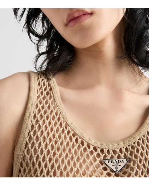 Prada Natural Cotton Mesh Tank Top