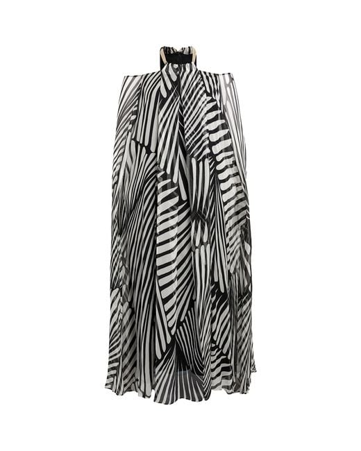 Marina Rinaldi Black Silk Patterned Maxi Dress