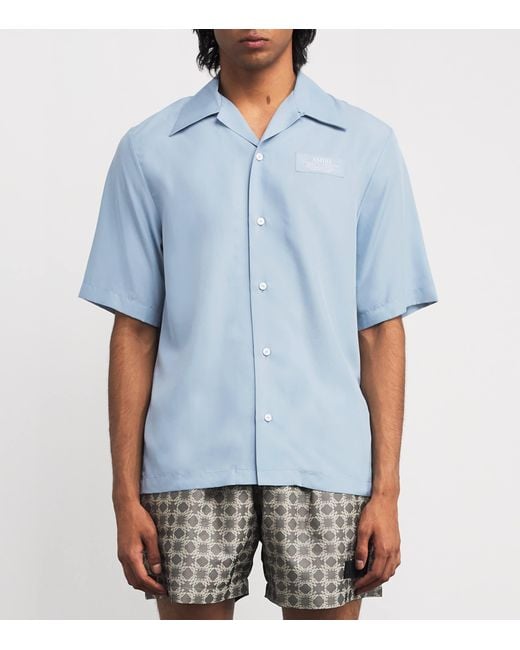 Amiri Blue Cotton Spirit Bowling Shirt for men