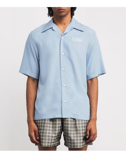 Amiri Blue Cotton Spirit Bowling Shirt for men