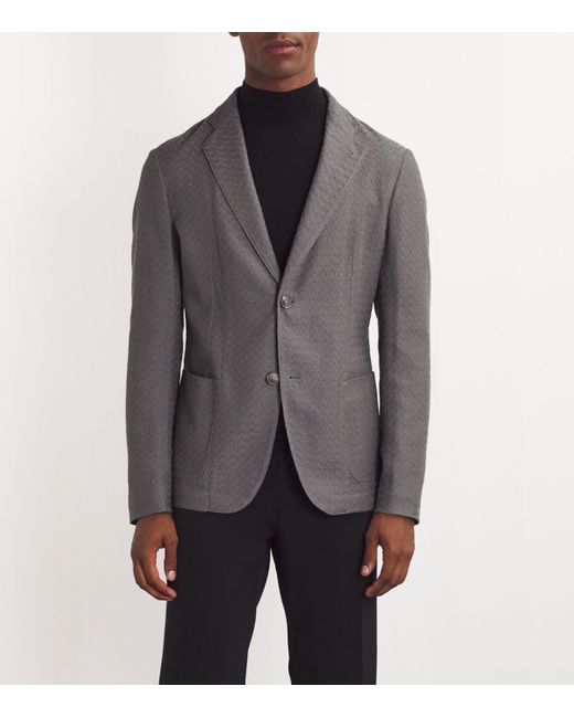 Emporio Armani Gray Textured Single-Breasted Blazer for men