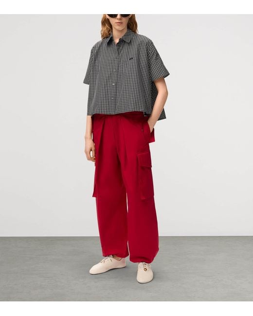 Loewe Gray Check Trapeze Short-Sleeve Shirt