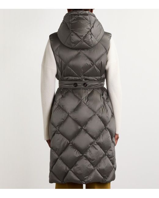 Max Mara Black Down Quilted Longline Gilet