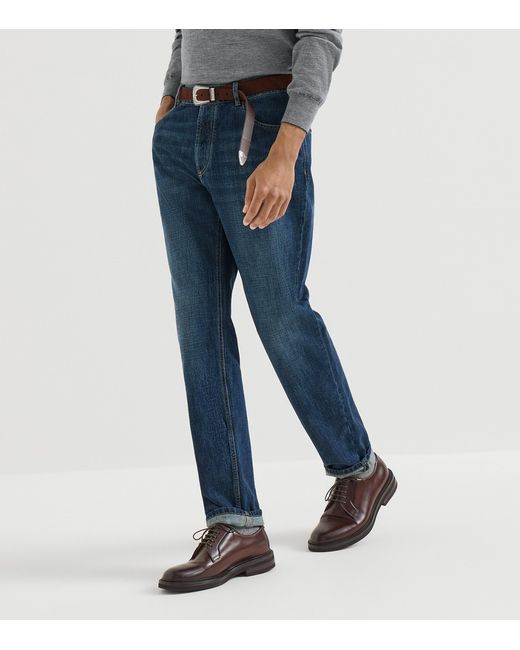 Brunello Cucinelli Blue Slim-Leg Jeans for men
