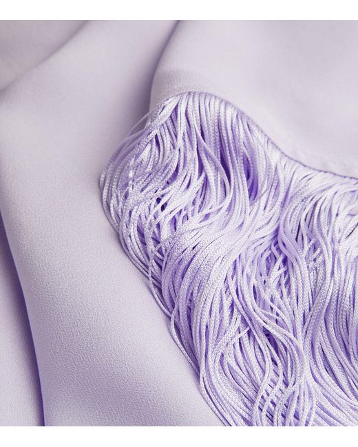 ‎Taller Marmo Purple Fringed Davina Kaftan Dress