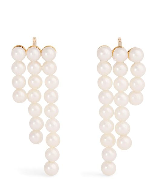 Sophie Bille Brahe White And Pearl La Valse Trois Temps Drop Earrings