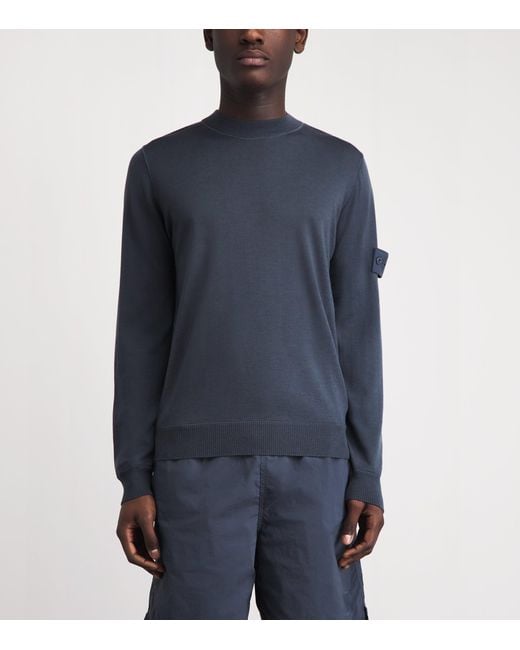 Stone Island Blue Virgin Wool Ghost Sweater for men