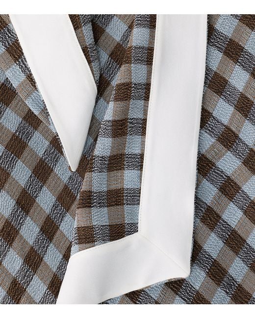 Loewe Gray Draped Check Maxi Dress