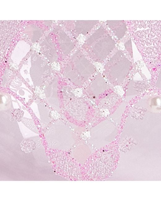 Harrods Pink Glass Glitter Criss-Cross Bauble