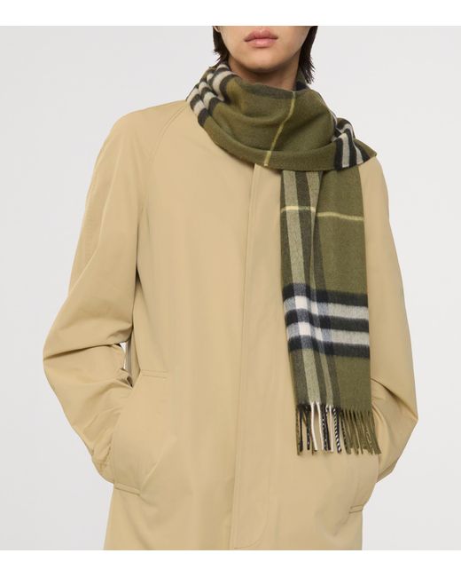 Burberry Green Cashmere Check Scarf