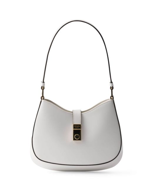 Prada Gray Leather Cleo Shoulder Bag