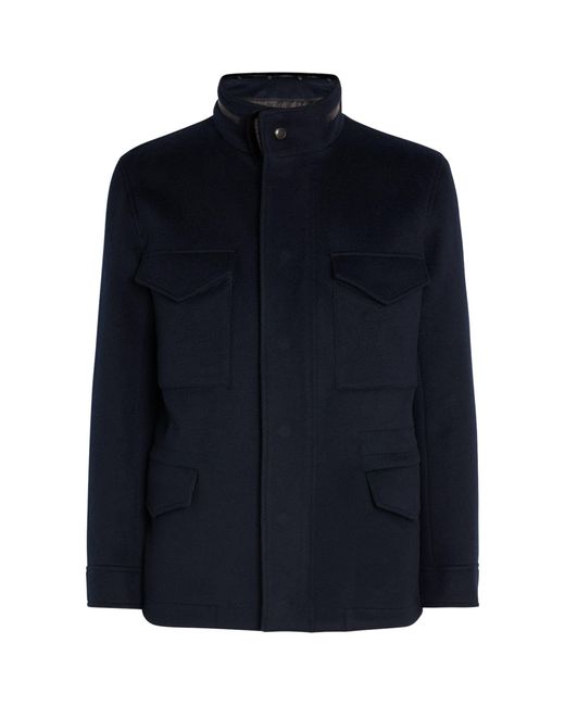 Yves Salomon Blue Wool-cashmere Mink-trim Padded Jacket for men