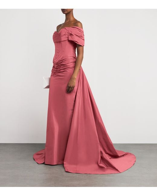 Zuhair Murad Pink Taffeta Off-The-Shoulder Gown