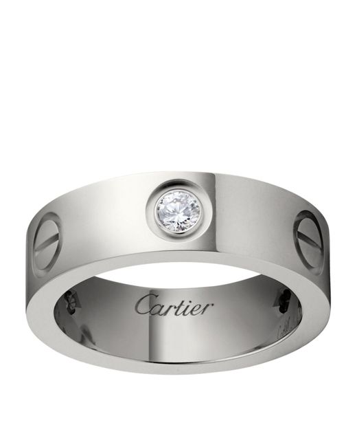 Cartier Metallic White Gold And Diamond Love Ring