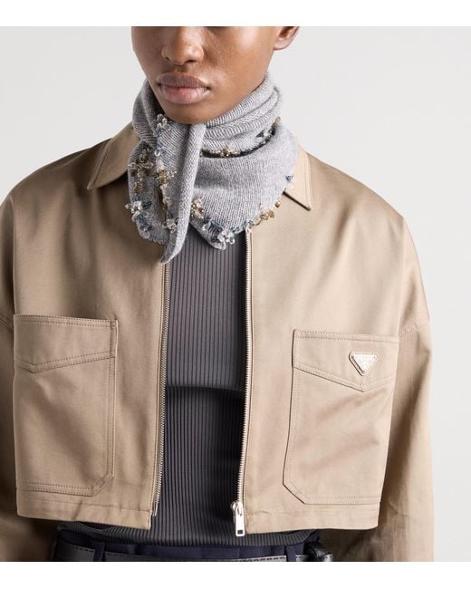 Prada Natural Cotton Cropped Blouson Jacket
