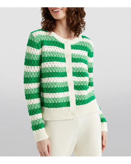 Chinti & Parker Green Crochet Striped Cardigan