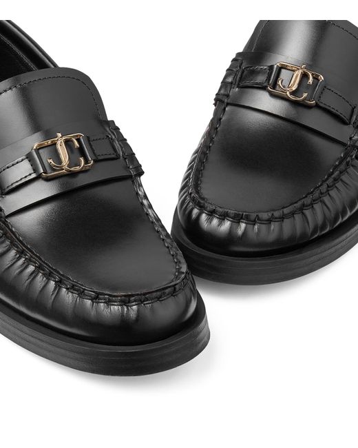 Jimmy Choo Black Leather Addie Loafers