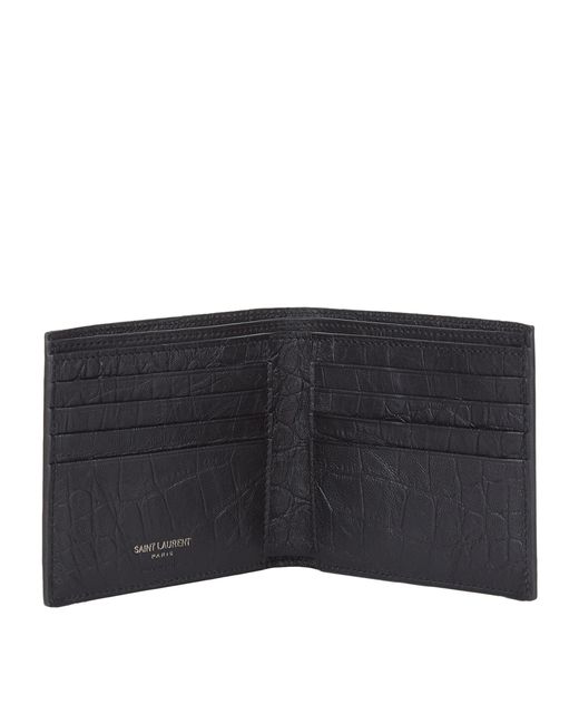 Saint Laurent Black Monogram Crocodile Effect Wallet for men