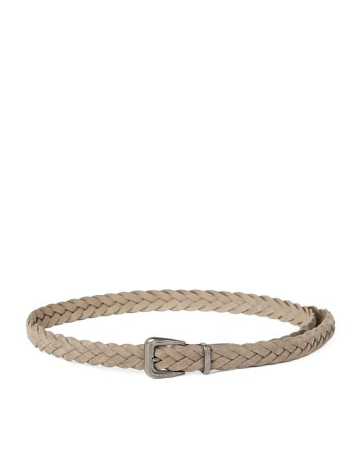 Brunello Cucinelli Brown Leather Braided Belt