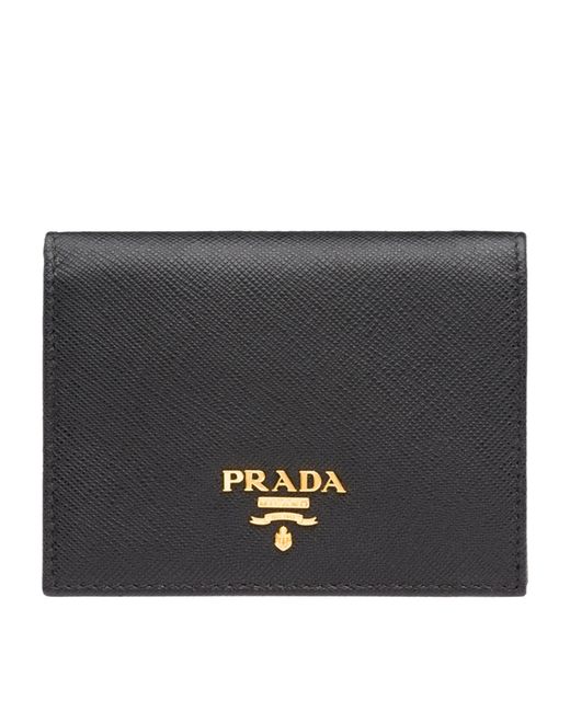 Prada Black Small Saffiano Leather Bifold Wallet
