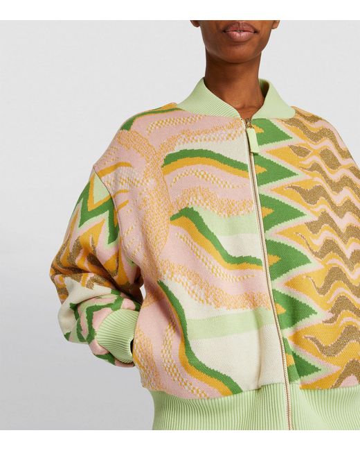 Hayley Menzies Green Cotton Jacquard Under The Sun Bomber Jacket