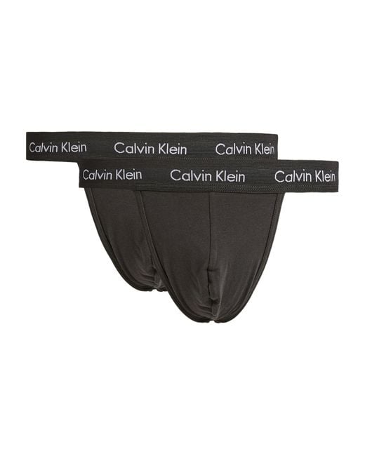 Calvin Klein Black Logo-embellished Stretch-cotton Jockstraps Pack Of Two for men