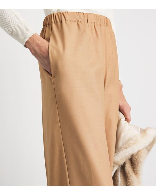 Fabiana Filippi Natural Wool-Blend Wide-Leg Trousers