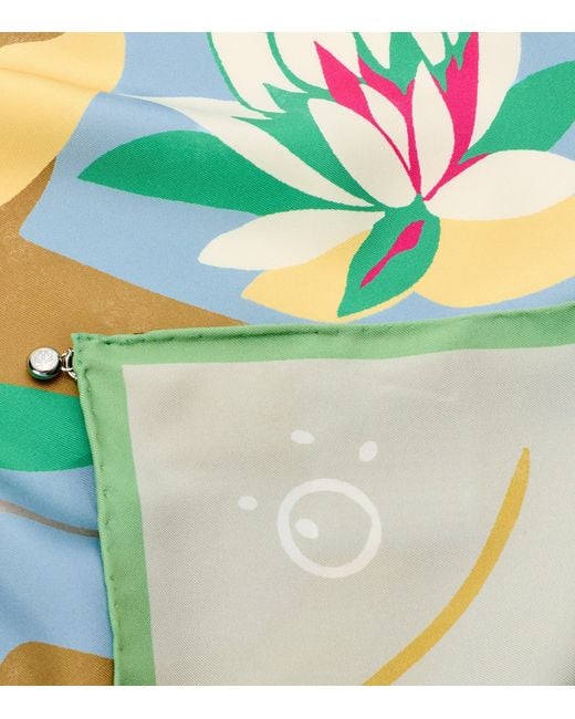 Loewe Blue X Paula's Ibiza Silk Frog Print Scarf