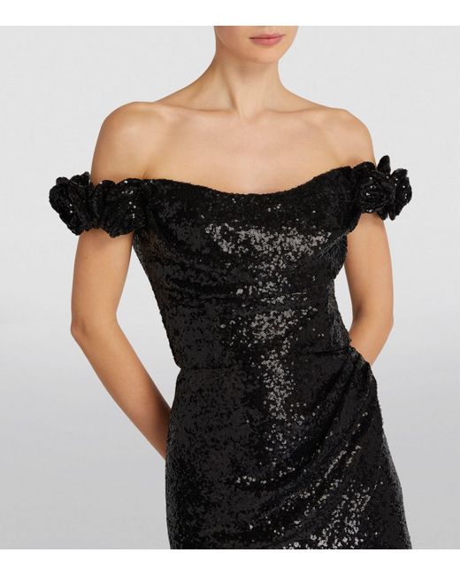 Costarellos Black Sequin-embellished Vespera Mini Dress