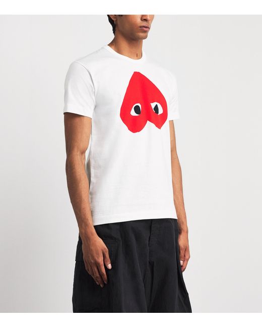 Comme des Garçons Red Cotton Upside Down Heart T-Shirt for men