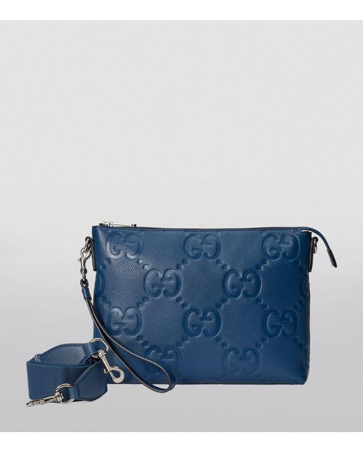 Gucci Blue Leather Jumbo Gg Messenger Bag for men