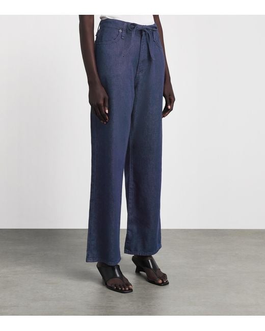 Rag & Bone Blue Drawstring Phoebe Wide-Leg Jeans