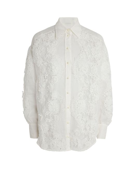 Zimmermann White Ramie Lace Halliday Shirt